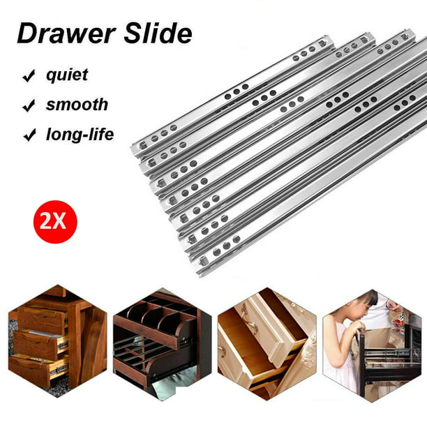 1pair 12"-18"3 Drawer Slides Ball track rail hydraulic  Furniture Hardware Quite 